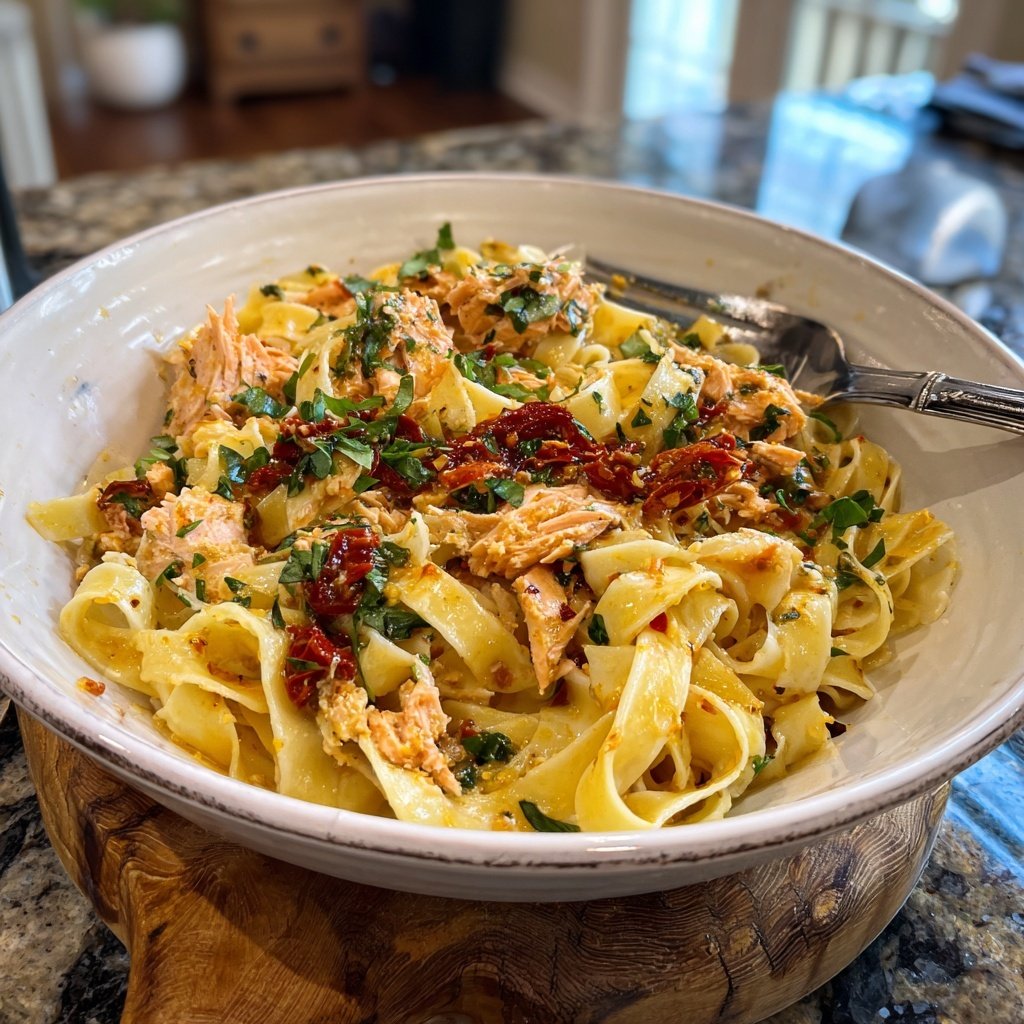 Sundried Tomato Salmon Fettuccine