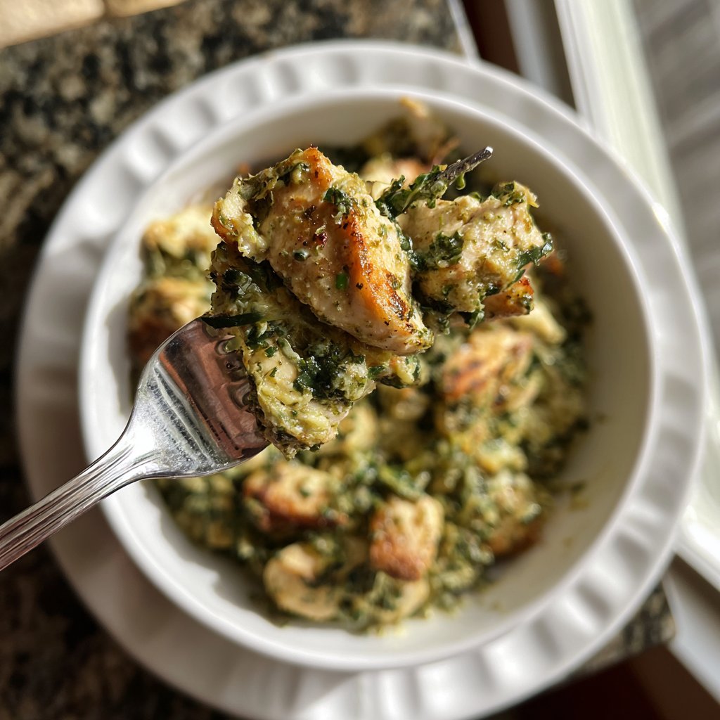 Garlicky Trader Joe's Chicken Pesto Bowl
